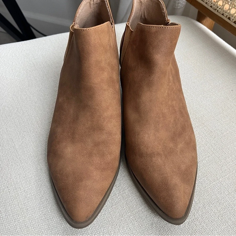 Report Faux Leather Suede Ankle Boot Tan Suede Women's‎ 9.5 Western Block Heel